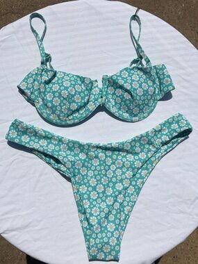 Turquoise Daisy Bikini Set